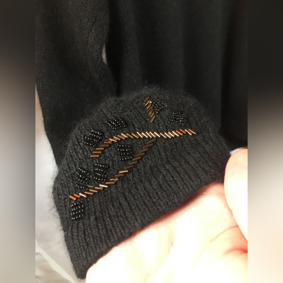 Karen Scott Evening | Women’s Black Cardigan Sweater with Bead Embellishments - Picture 6 of 10